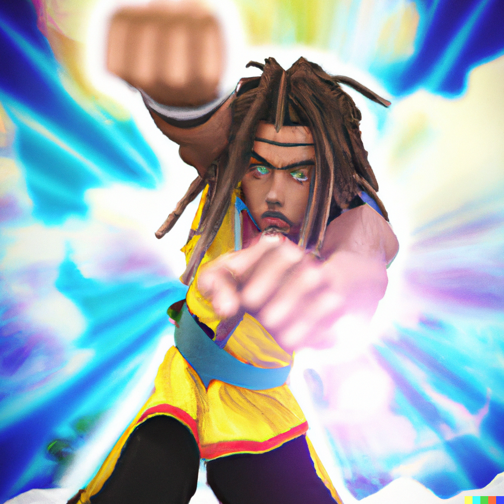 dallc2b7e 2023 01 18 16.55.52 manga style mortal combat rasta fighting with special effects against the enemys in a superman scene destroying the lot of them into oblivion