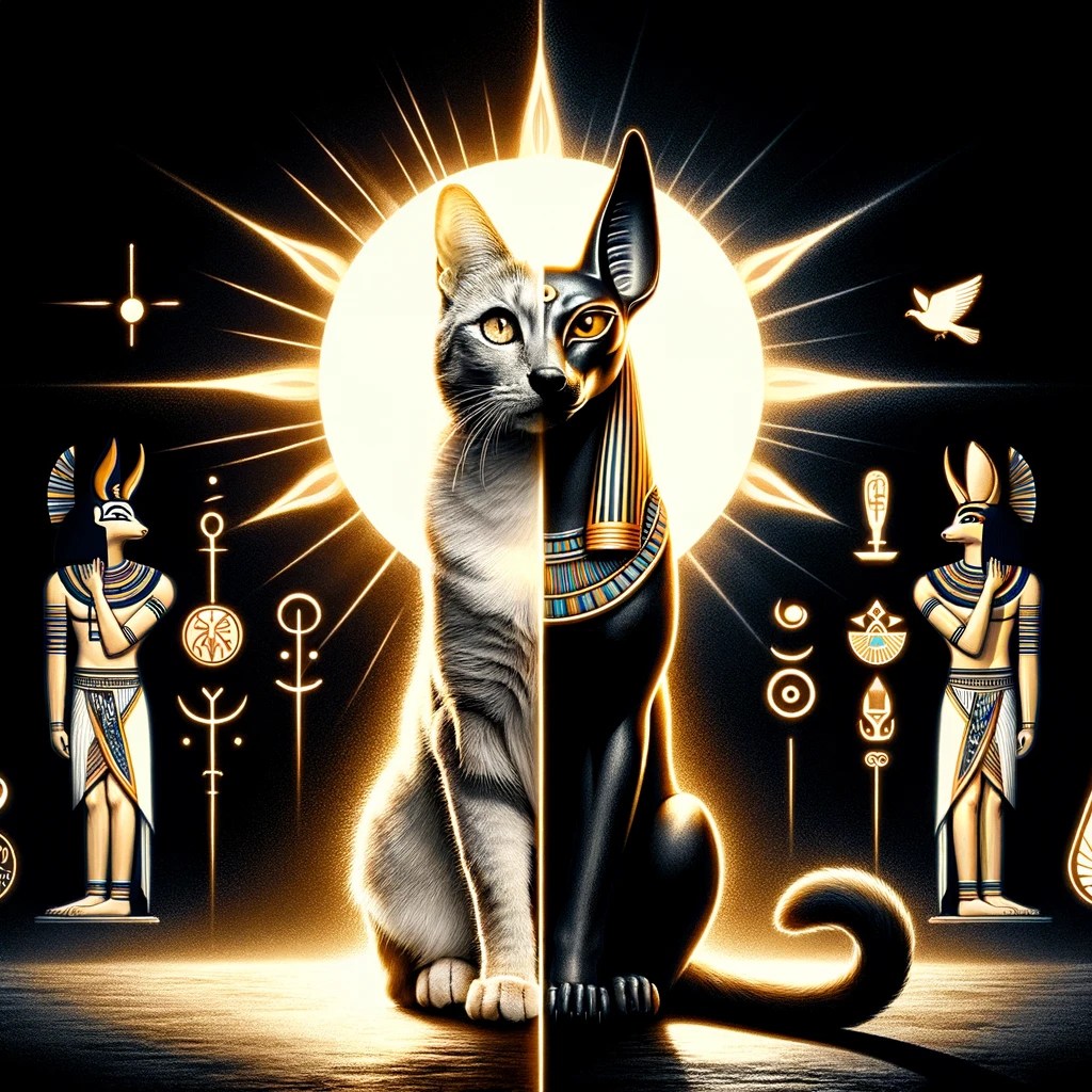 dallc2b7e 2024 03 29 16.55.11 a creative juxtaposition of a cat with the figure of anubis the jackal headed egyptian god symbolizing their contrasting roles in mythology. the ima 1