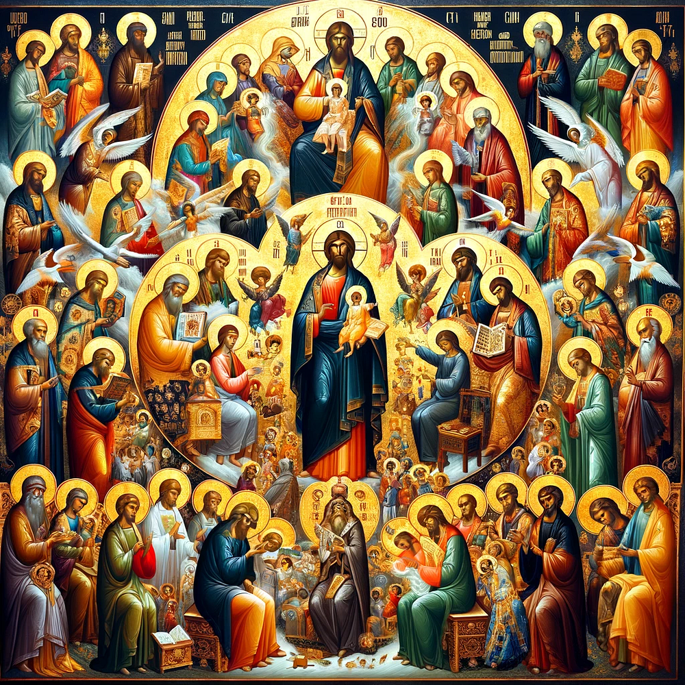 a painting of a group of Apostles Russian icons