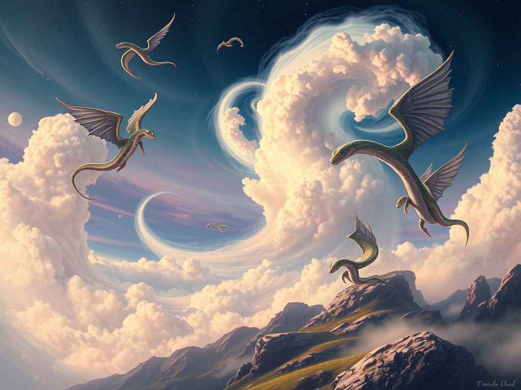 Winged Snakes: Myths, Meaning, and Science 11 a dreamy surreal landscape where myth and reality blend with