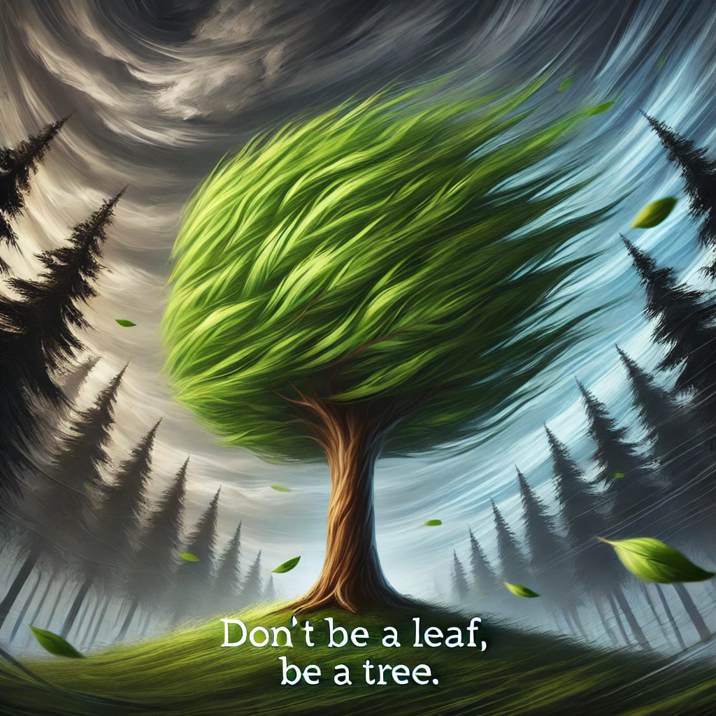 a tree with green leaves in the middle of a forest