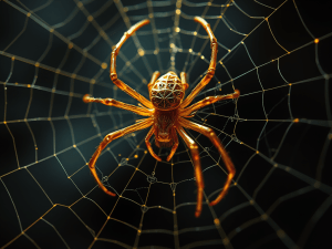 "Spider web glowing as it clears negative energy"