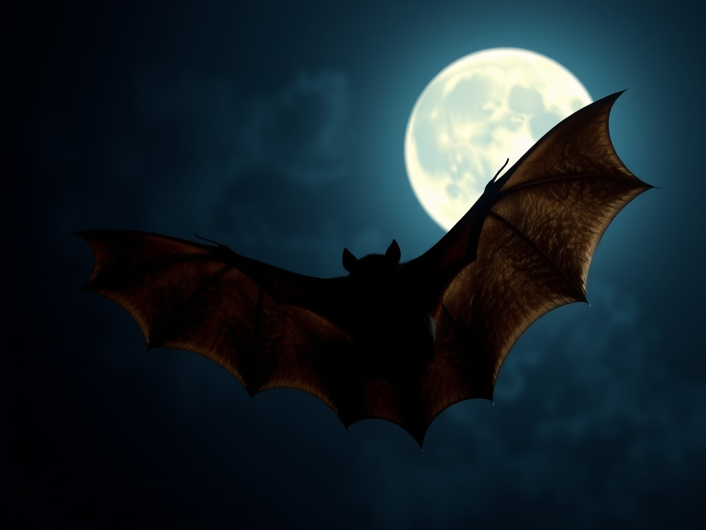 The Spiritual Significance of Bats: Rebirth and Intuition 2 create a featured image depicting a mystical bat soaring gracefully