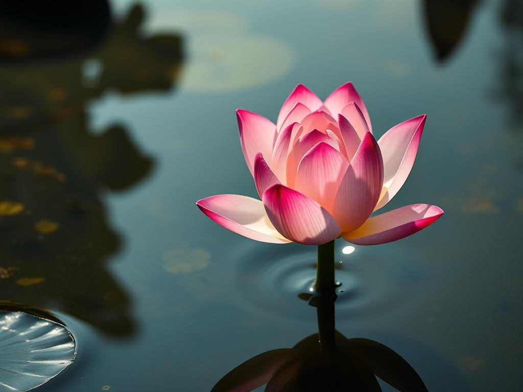 image a lotus pushing through murky waters to bloom