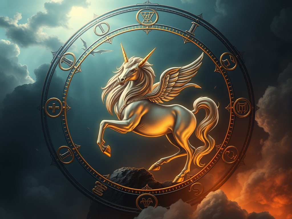 The Spiritual Meaning of Centaurs: Balance Between Primal and Divine 11 Image Prompt
A centaur standing at the center of an alchemical circle, surrounded by ancient symbols.
