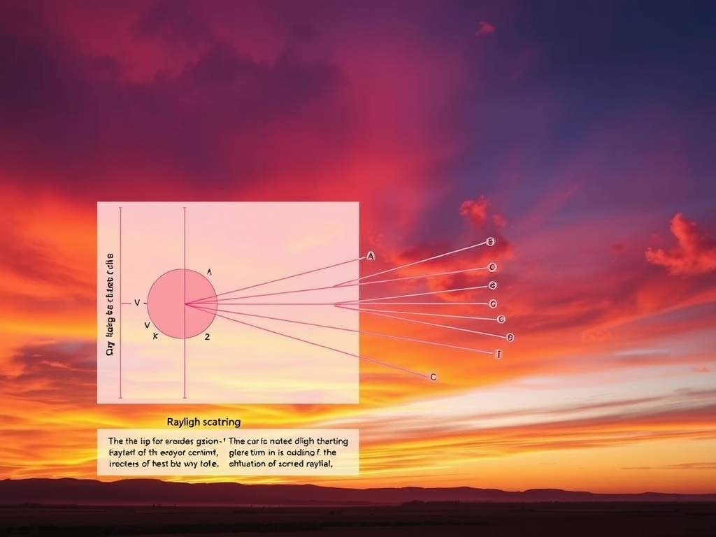 The Power of Sunsets in Spirituality: Endings and Hope 8 A vivid sunset with an infographic on how light scatters to create its colors.
