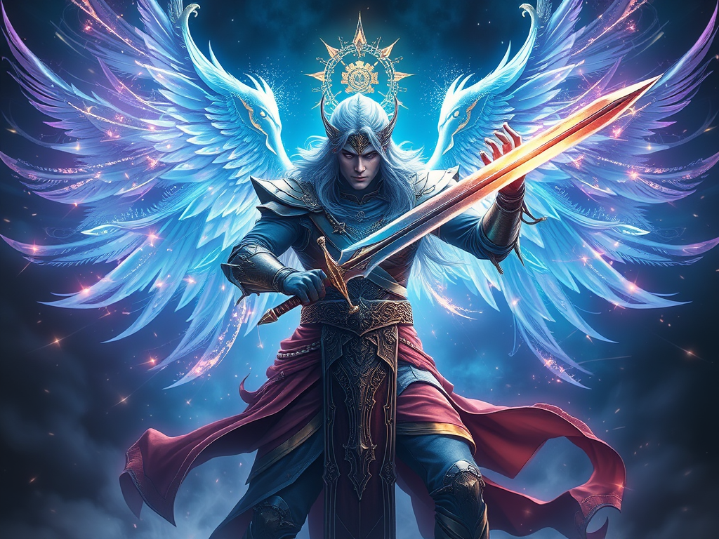 🗡️ The Spiritual Meaning of Swords: Justice, Clarity, and Power Across Cultures 8
A divine warrior holding a celestial sword, surrounded by sacred light.