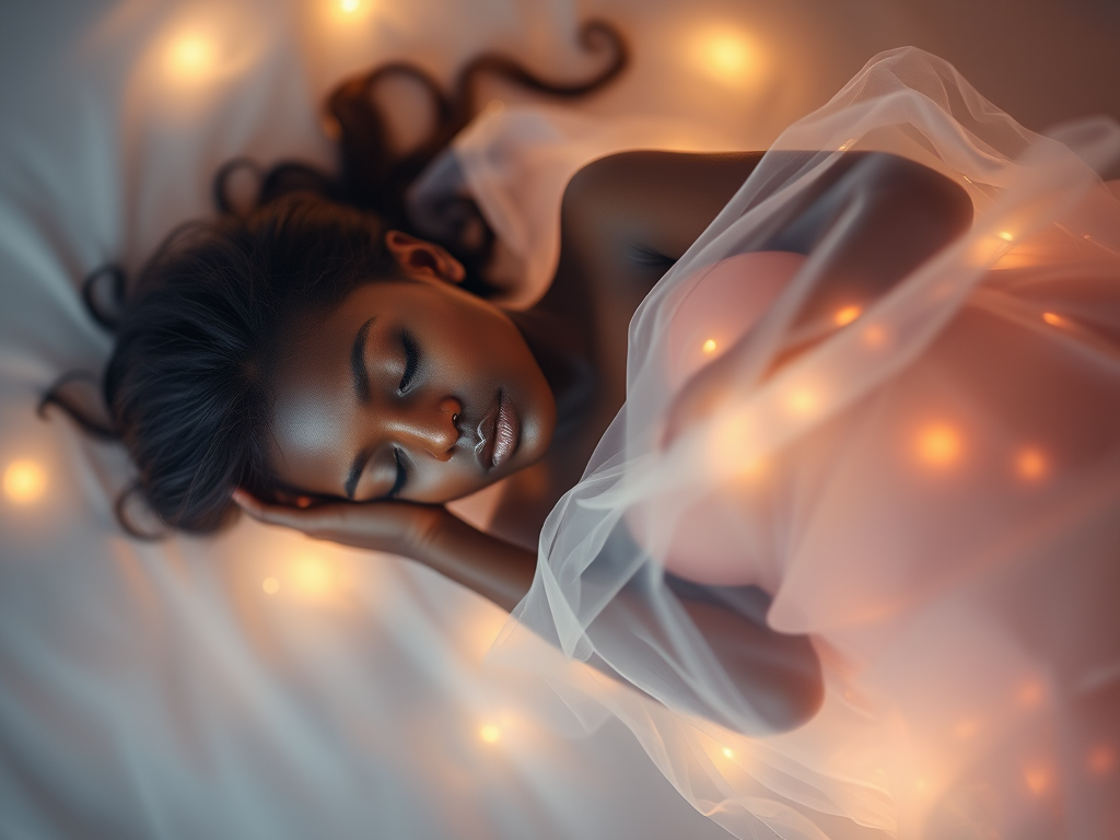 image prompt a transparent ethereal melanin girls body floating above