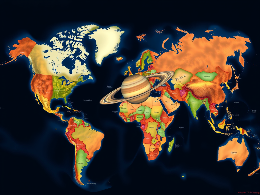 The Spiritual Meanings and the Role of Saturn in Spiritual Growth: Discipline and Transformation 8 Image Prompt: A world map with Saturn’s influence highlighted in different civilizations.