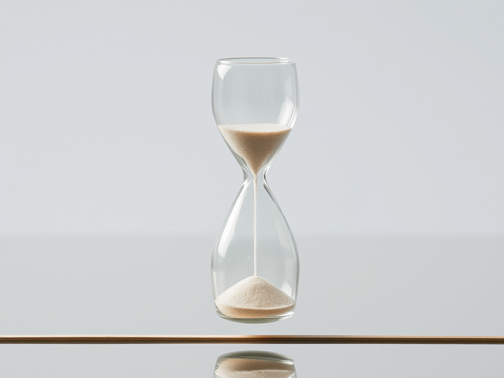 🧘 The Symbolism of Patience and Balance
Image Prompt: A transparent hourglass balanced perfectly on a thin beam over calm waters, symbolizing equilibrium. The grains of sand fall steadily, reflecting patience and the natural flow of time.