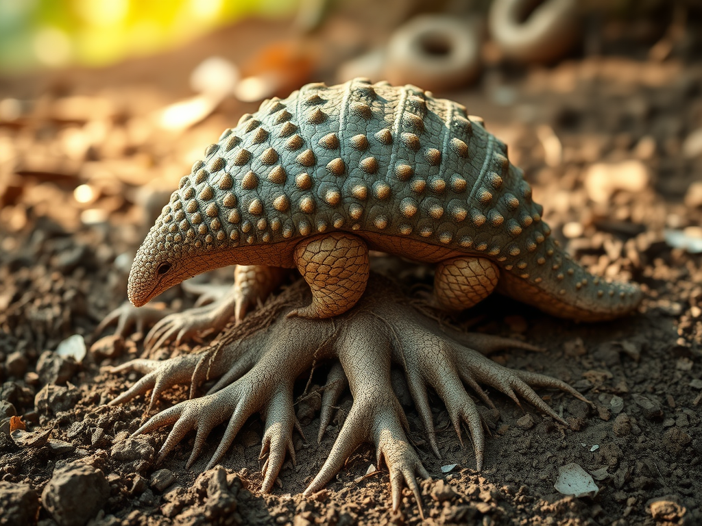 🛡️ Unlocking the Spiritual Wisdom of the Armadillo 10 Grounding and Stability
Prompt: An armadillo firmly rooted in soil, with roots extending beneath it like a tree, symbolizing deep grounding and spiritual alignment with Earth.