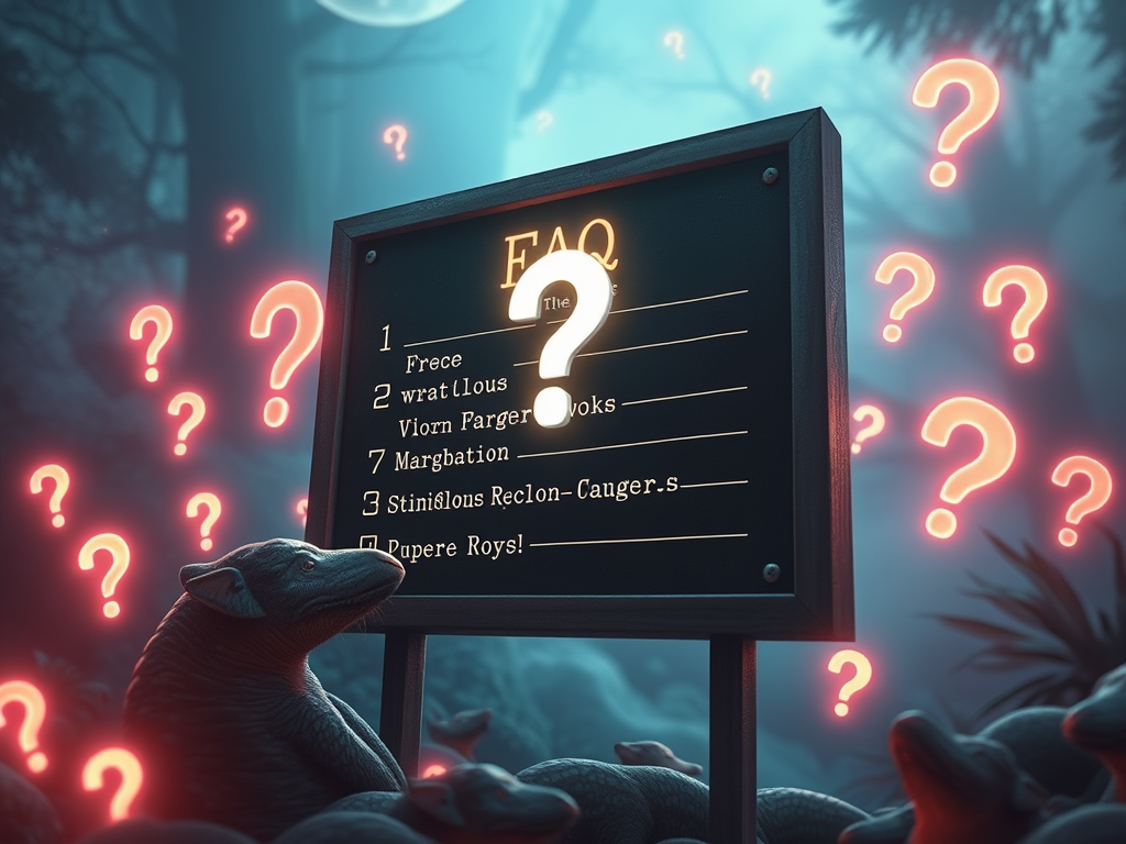 🛡️ Unlocking the Spiritual Wisdom of the Armadillo 17 Image Prompt: A mystical FAQ board floating in a soft spiritual realm, with glowing armadillos beside each question mark.