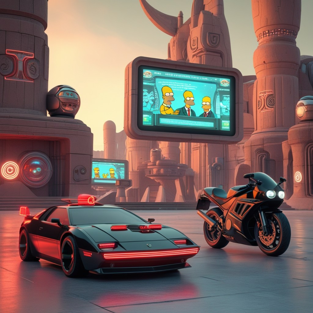 Leonardo Phoenix 10 A retrofuturistic cityscape blending 1980s 2