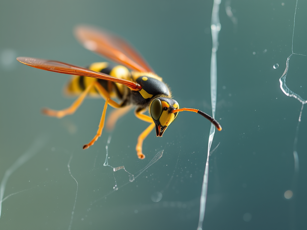 A close-up of a wasp on a windowpane with light filtering through, representing spiritual awareness entering a sacred space.