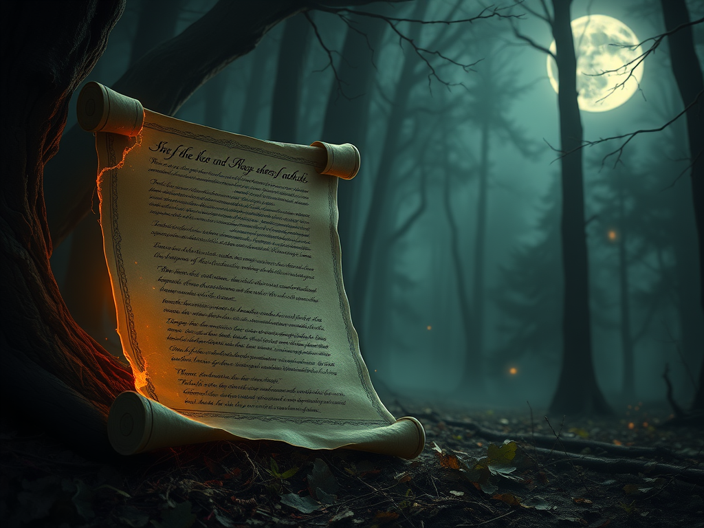 Sudden Animal Bite Spiritual Meaning – What a Non‑Serious Bite Reveals About You 5 "An ancient scroll glowing faintly, gently bitten on the corner by a mystical fox. The scroll floats above a forest floor under moonlight, hinting at a secret message waiting to be revealed."