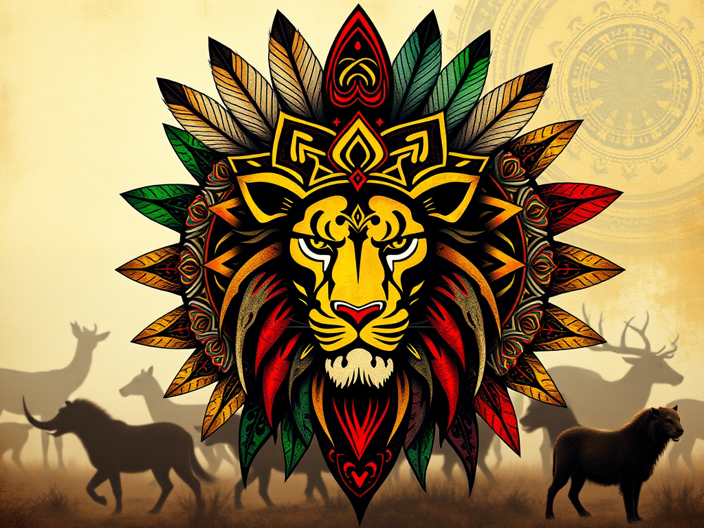 "Why You Hear Animal Sounds With No Animals Around: Spiritual Meanings Across Cultures" 5 Cultural symbols from African, Native American, Celtic, Hindu and Rastafarian traditions blended with faint animal silhouettes.