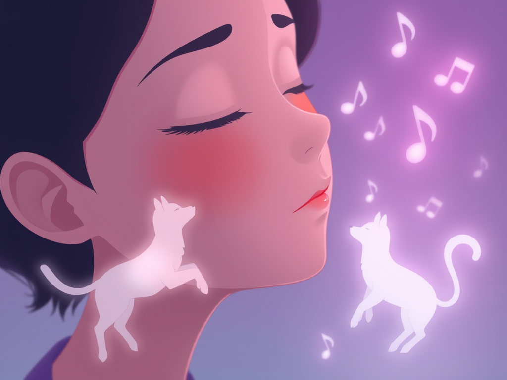 "Why You Hear Animal Sounds With No Animals Around: Spiritual Meanings Across Cultures" 12 Video interface showing animated person surrounded by floating animal spirits and musical vibrations.