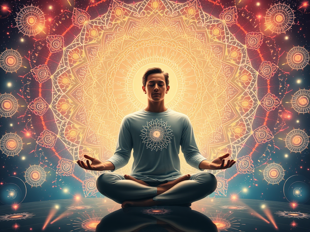 Image Prompt:
A meditator surrounded by floating cymatic mandalas radiating harmony and cosmic energy.