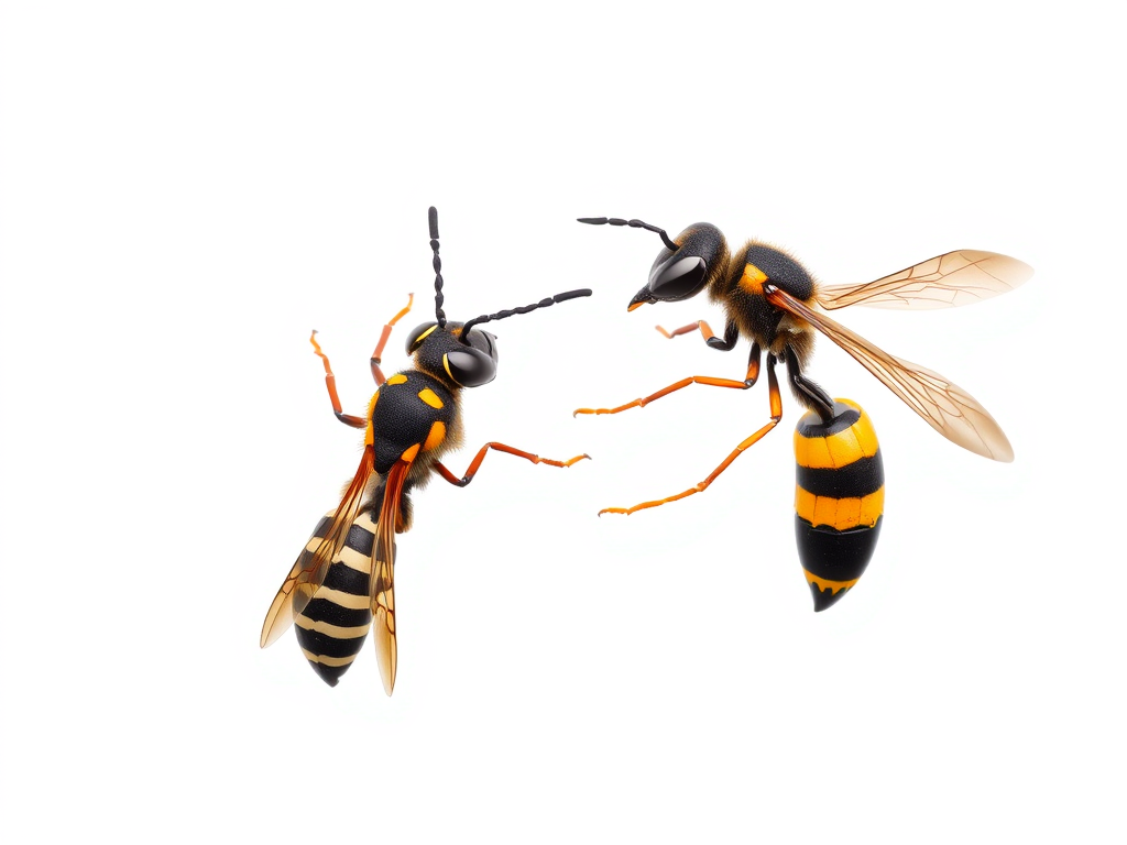 Image Prompt: A wasp and a hornet on either side of a yin-yang symbol, radiating opposite yet balanced energies.
