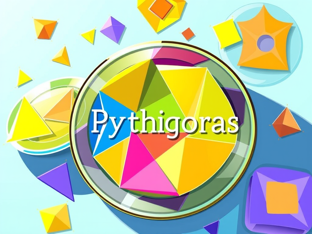 Image Prompt:
Illustration of Pythagoras examining vibrating plates forming geometric shapes.