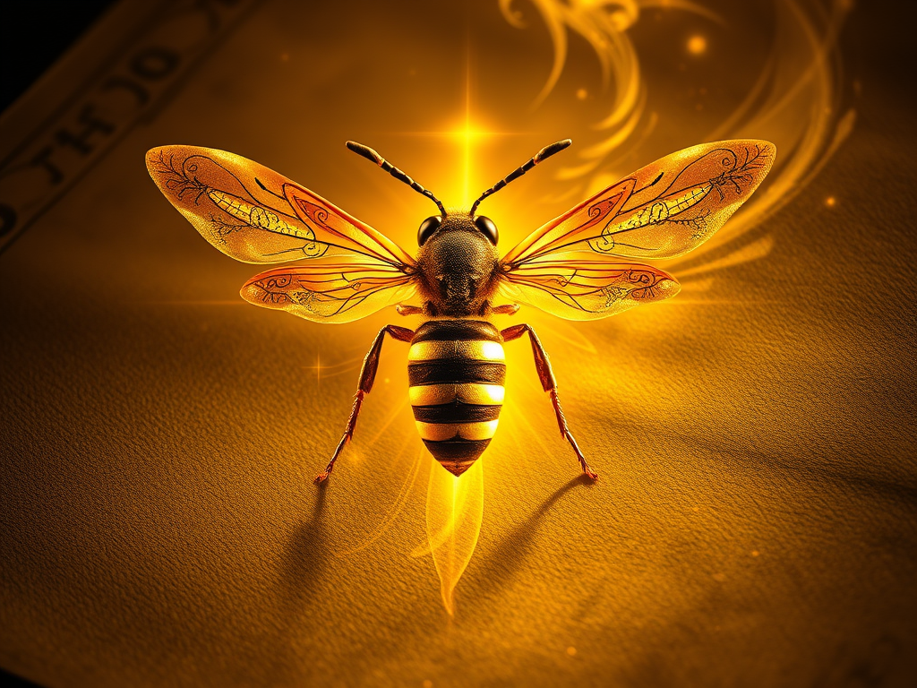 image prompt title image a glowing wasp hovering in front 1