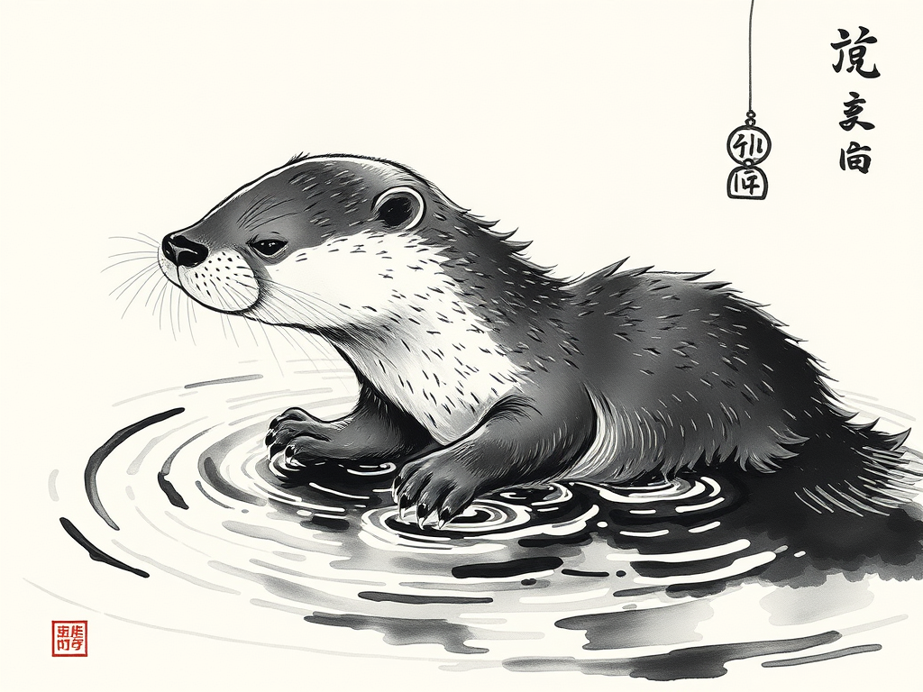🦦 “Unveiling The Spiritual Meaning Of Otters” 7 Stylized Eastern otter art representing prosperity, harmony, and shape-shifting symbolism.