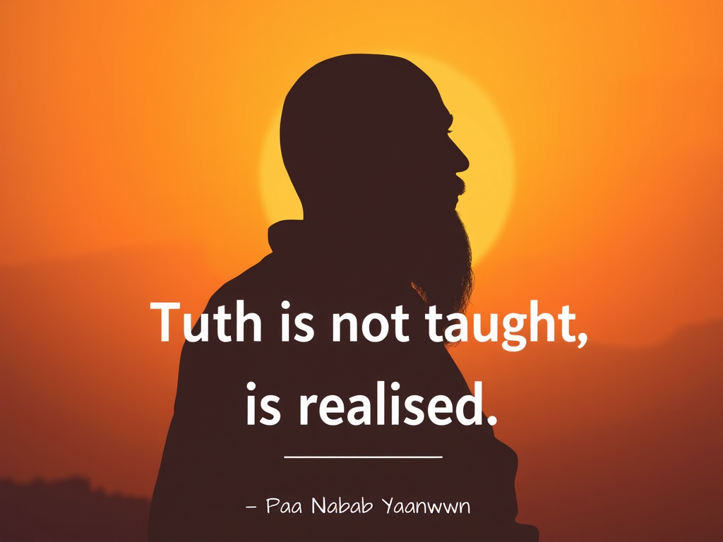 minimalist spiritual quote image with warm background and portrait style silhouette