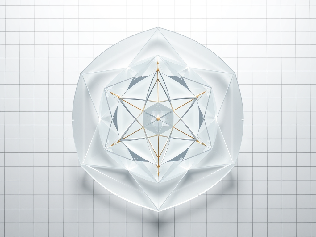 Prompt:
A transparent overlay of geometric shapes: Vesica Piscis, Metatron’s Cube inside Flower of Life on white grid.