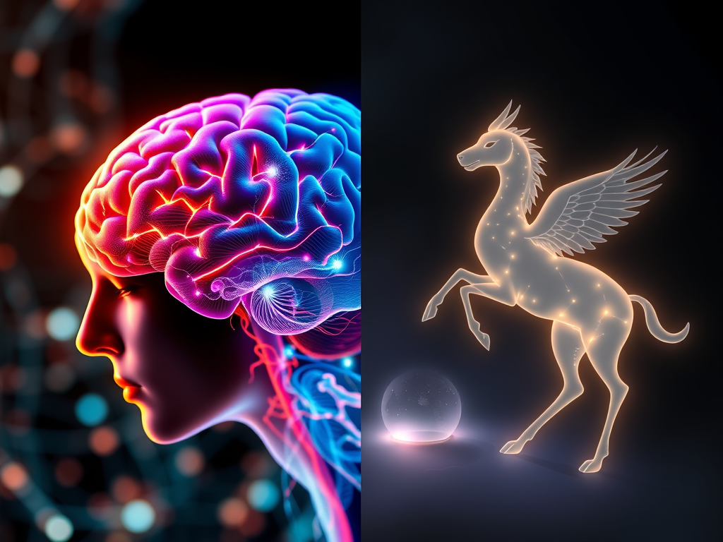 "Why You Hear Animal Sounds With No Animals Around: Spiritual Meanings Across Cultures" 7 Split image showing brain activity and glowing animal spirits, contrasting science with spiritual perception.