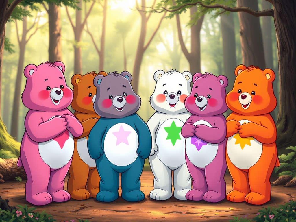 image prompt care bear cousins standing in a circle