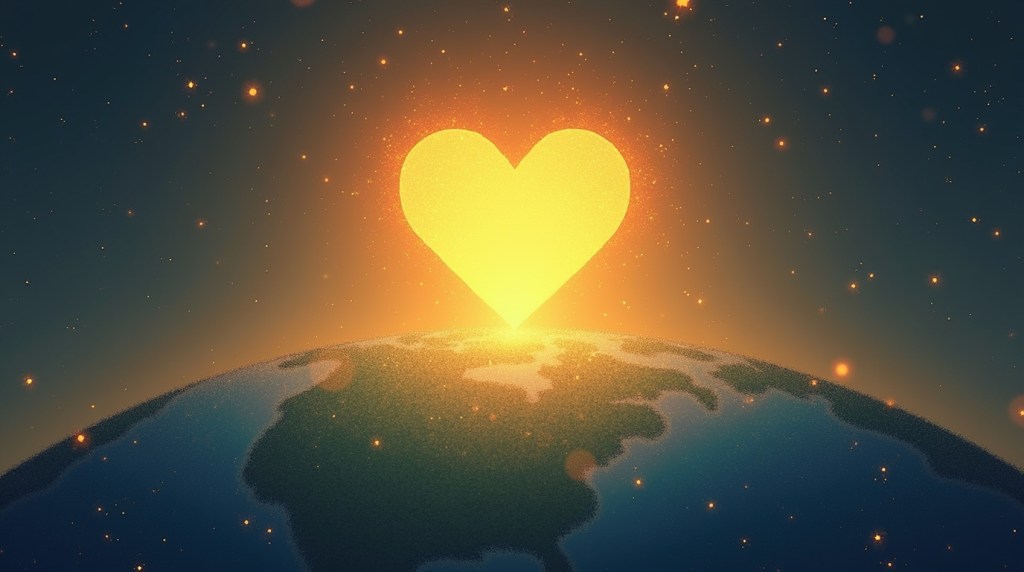 Minimalist glowing heart spiritual illustration