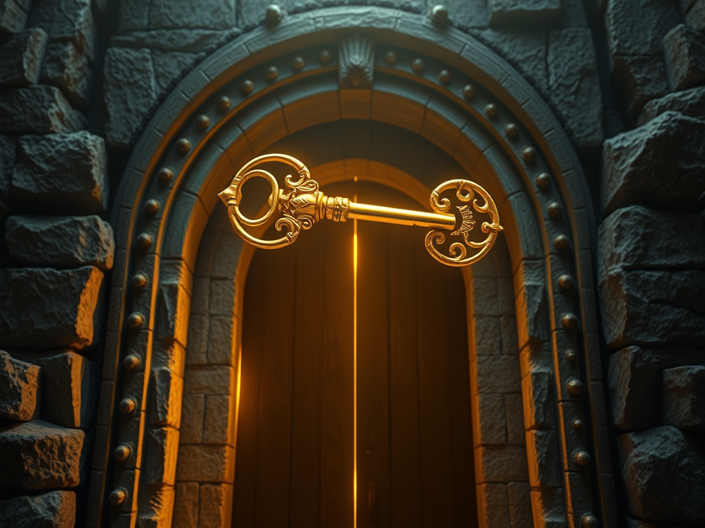 image hero image golden key floating above an ancient