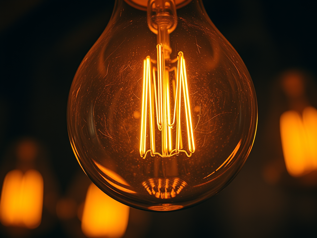image prompt a close up of a vintage light bulb flickering