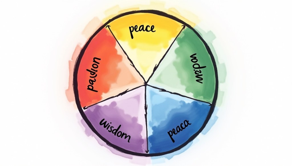 The Spiritual Meanings of Coloring and Painting: Healing Through Color Across Cultures 7 flux dev a vibrant color wheel outline with bold black borders 0