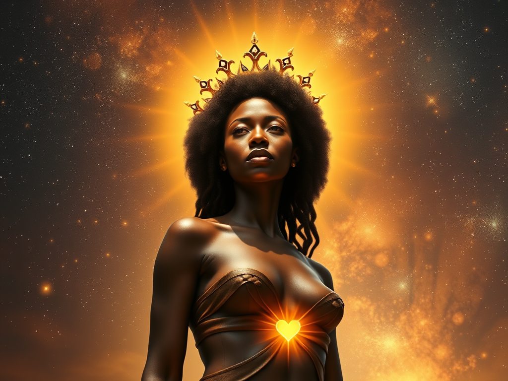 idea a single black woman figure standing under the cosmos