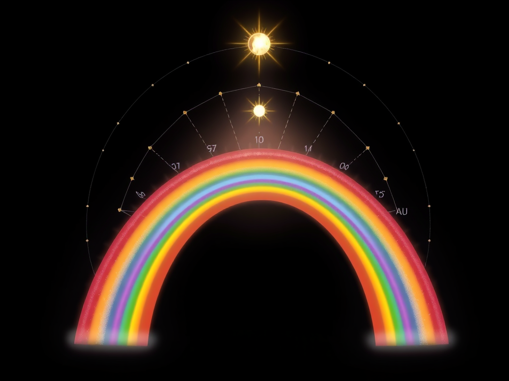 What Is a Double Rainbow?”
Prompt: “Graphic of a scientific diagram of how double rainbows form, overlaid with soft glowing spiritual aura and gentle cosmic symbols.”