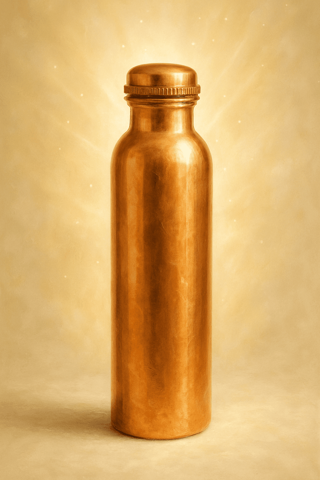 Copper water bottle with hammered texture for alkaline balance