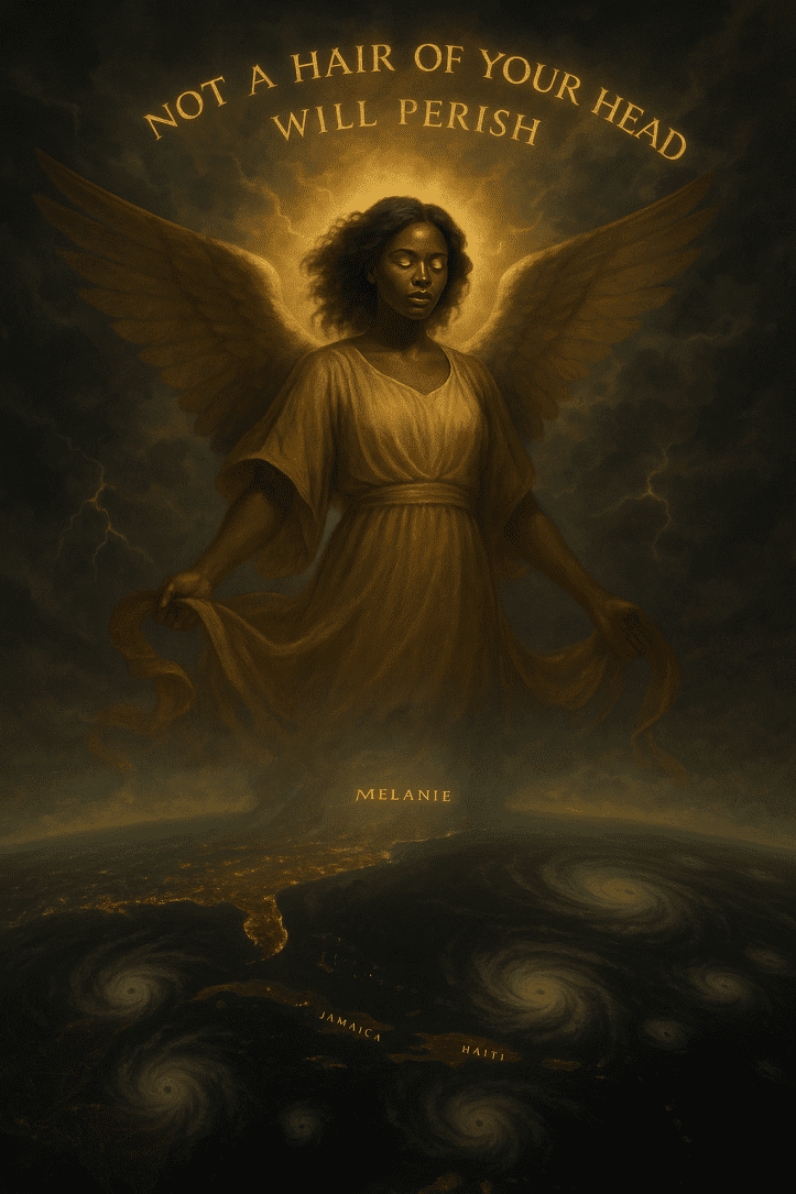 🌪️ MELISSA: THE STORM, THE BELT & THE MESSAGE 4 Spiritual storm art depicting divine protection — not a hair on your head shall perish.